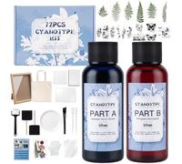 K KERNOWO Kit de cyanotype, 72 pièces de solution cyanotype avec 36 tampons | Kit complet d'impression solaire avec divers accessoires pour loisirs créatifs d'été débutants et artistes