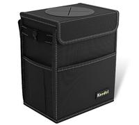 K KNODEL Poubelle de voiture, Poubelle imperméable, Sac à ordures avec couvercle, Corbeille à fuite, Sac à ordures pour SUV (Moyen, Noir)