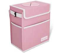 K KNODEL Poubelle de voiture, Poubelle imperméable, Sac à ordures avec couvercle, Corbeille à fuite, Sac à ordures pour SUV (Grand, Rose)