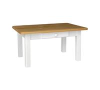 k koma Alder Table Basse en Bois de pin Blanc Miel avec tiroir 70 x 130 cm