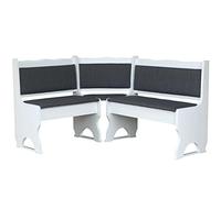 k koma Banc d'angle de cuisine moderne blanc avec rembourrage gris foncé 160 x 120 cm