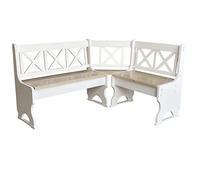 k koma Banc d'angle en bois de pin massif certifié écologique Blanc 120 x 180 cm