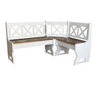 k koma Banc d'angle en pin massif écologique Blanc/chêne 150 x 180 cm
