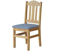k koma Chaise rembourrée en pin massif, aulne/gris clair | Livré monté. Fabriqué à la main. Pour la cuisine et la salle à manger. Hauteur d'assise : 45 cm.
