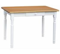k koma Table à manger en pin massif, 80 x 110 cm, blanc/aulne, avec tiroir | Assemblage requis. Fixations et instructions incluses (français non garanti). Hauteur de la table : 75 cm. Épaisseur du