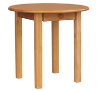 k koma Table ronde en pin massif avec tiroir, table de salle à manger, table de cuisine, 90 cm, restaurant (Alder)