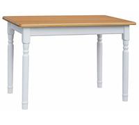 k koma Table de salle à manger unique en pin massif - 120 x 80 cm, blanc, Alder/aulne, style maison de campagne