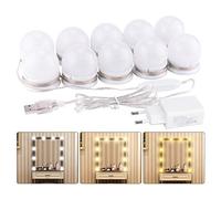 K KUMEED Lumière de Miroir, 10 Ampoules Hollywood Kit de Lumière LED Dimmable Lampe pour Miroir Cosmétique Salle de Bain 3 Couleurs 10 Niveaux de Luminosité avec Adaptateur (Miroir Non Inclus)