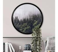 K&L Wall Art Cadre photo rond en bois MDF Noir avec support mural prémonté Cadre en bois moderne Pour poster Diamètre 30cm