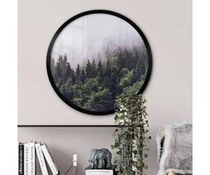 K&L Wall Art Cadre photo rond en bois MDF Noir avec support mural prémonté Cadre en bois moderne Pour poster Diamètre 30cm