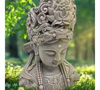 K&L Wall Art Figurine de Bouddha aspect pierre grande statue de Bouddha Feng Shui Décoration pour rebord de fenêtre Buste 34 x 21 x 44 cm