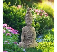 K&L Wall Art Figurine de Bouddha en Pierre béton synthétique Statue de Bouddha Assise Feng Shui Décoration Rebord de fenêtre (15 x 11 x 25 cm)