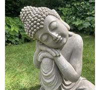 K&L Wall Art Grande figurine de Bouddha décorative Feng Shui en pierre - Statue de Bouddha décorative zen (gris béton, 40 cm de haut)