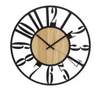 K&L Wall Art Grande horloge murale en bois MDF XL - Horloge industrielle en métal vintage - Horloge de salon silencieuse - Mouvement à quartz sans bruit de tic-tac (érable aspect bois, Ø 50 cm)