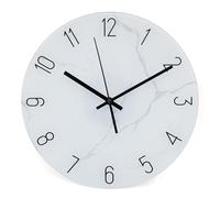 K&L Wall Art Grande horloge murale en verre - 30 cm - Aspect marbre sur verre transparent - Silencieuse - Sans bruit de tic-tac (marbre, blanc, gris)