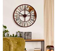 K&L Wall Art Grande horloge murale vintage - Diamètre : 50 cm - Sans bruit de tic-tac - Chiffres romains - Maison de campagne - 50 cm