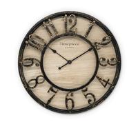 K&L Wall Art Grande horloge murale vintage industrielle style campagnard horloges murales - Aspect bois et métal - Sans bruit de tic-tac - Horloge silencieuse (Farmhouse Clock, Ø 30 cm)