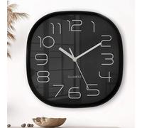 K&L Wall Art Horloge murale carrée rétro - Noir - Mouvement à quartz silencieux - Sans tic-tac - Horloge murale analogique moderne - Décoration murale pour bureau - 28 cm