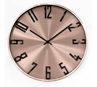 K&L Wall Art Horloge murale en aluminium sans bruit de tic-tac - Horloge en métal silencieuse pour salon, bureau - Horloge minimaliste en métal (aspect or rose, diamètre : 30 cm)