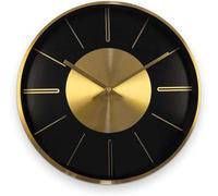 K&L Wall Art Horloge murale en aluminium sans bruit de tic-tac - Horloge en métal silencieuse - Pour salon, bureau - Minimaliste - Noir et doré - Diamètre : 40 cm