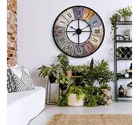 K&L Wall Art Horloge Murale geante Industriel XXL Grande Horloges Vintage en métal Shabby Chic avec Chiffres Romains 80 cm