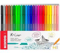 - K-Liner : Feutres Fins De Couleur Avec Pointe Fine De 0,4 Mm Pour L'écriture, Les Croquis Et Le Dessin, Pointe Gainée De Métal, Forme Triangulaire Ergonomique, Paquet De 24 Couleurs Assorties