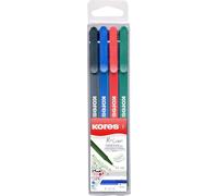 K-Liner : Feutres Fins De Couleur Avec Pointe Fine De 0,4 Mm Pour L'écriture, Les Croquis Et Le Dessin, Pointe Gainée De Métal, Forme Triangulaire Ergonomique, Paquet De 4 Couleurs Assorties