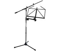 K&M 11505 Support de partitions à clipser + pied de microphone Keepdrum avec perche MS106 bk