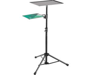 K&M 12150 Support pour ordinateur portable Noir, acier - support pour ordinateur portable avec tapis de souris - tripode, pliable - pour la scène, le bureau, le discours