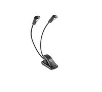 K&M 12243 Lampe de pupitre Double LED FlexLight Schwarz - fixation par clip - 2 cols de cygne flexibles, 2 x 700 Lux