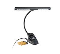 K&M 12295 Lampe pour pupitre de musique Dimmer Light Schwarz - Abat-jour 30 cm - Clip avec col de cygne, 2 x 1400 Lux