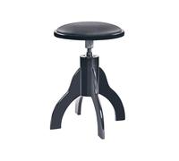 K&M 13851 Tabouret de piano noir poli - Tabouret de piano réglable en hauteur avec siège en cuir synthétique - Tabouret rembourré ergonomique pour piano et clavier
