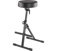 K&M 14060 Assis debout Noir - en acier, similicuir - siège debout pliable pour musiciens - assise ronde et repose-pieds
