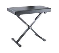 K&M 14075 Banc pour clavier noir en acier, similicuir - siège rembourré avec assise large - pliable à plat