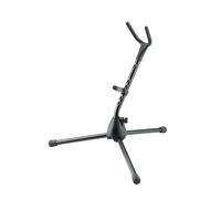 K&M 14315 Pied de saxophone soprano noir - hauteur 48,5 cm - socle renforcé de fibres de verre, logement flexible, pieds rabattables