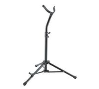 K&M 144/1 Pied de saxophone baryton Noir Acier - Arceau inférieur réglable - hauteur réglable jusqu'à 91,5 cm