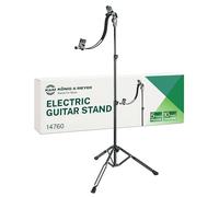 K&M 14760 Support de guitare électrique noir - Pour épaisseur de caisse de 3,9 à 6 cm facilement réglable - Revêtement en feutre