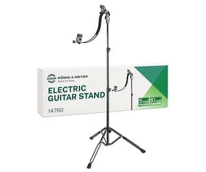 K&M 14760 Support de guitare électrique noir - Pour épaisseur de caisse de 3,9 à 6 cm facilement réglable - Revêtement en feutre