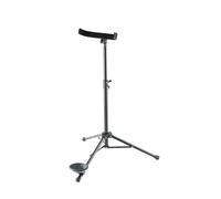 K&M 15045 Pied de contrebasson Noir Acier - Largeur d'étrier 26,2 cm - Grande cuvette d'appui - Hauteur réglable jusqu'à 120 cm