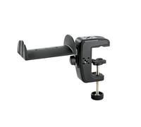 K&M 16085 Porte-casque avec pince de table Noir en acier - avec support caoutchouté pour 2 casques supra-auriculaires