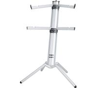 K&M 18860 Pied de clavier Spider Pro Alu - 4 bras d'appui pour 2 instruments, pied à colonne incliné, raccord fileté