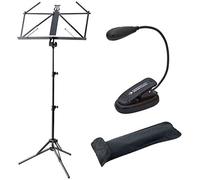 K&M 37855 Ruka Pupitre ultra léger en aluminium avec sac de transport et lampe pour pupitre Keepdrum Noir