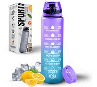 K-MART Bouteille d'eau de 1 000 ml avec marquage du temps et capacité de 947,2 g - Bouteille motivante et respectueuse de l'environnement sans BPA pour la course, la gym, le yoga, l'extérieur et le