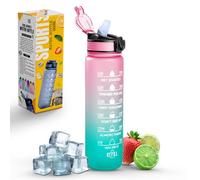 K-MART Bouteille d'eau de sport avec paille et marquage de temps, capacité de 946,2 ml, bouteille de motivation et sans BPA pour la course, la gym, le yoga, l'extérieur et le camping (Style 1,