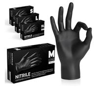 K-MART Gants jetables multi-usages en nitrile noir, non poudrés gant nitrile extra résistants - Boîte de 100 (noir, Med)