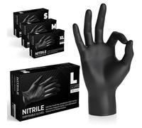K-MART Gants jetables multi-usages en nitrile noir, non poudrés gant nitrile extra résistants - Boîte de 100 (noir, Large)