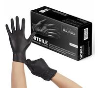 K-MART Gants jetables multi-usages en nitrile noir, non poudrés gant nitrile extra résistants - Boîte de 100 (noir, XL)