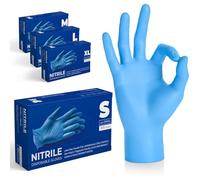 K-MART Gants professionnels en nitrile sans poudre multi-usages, jetables, extra résistants - Boîte de 100 - Bleu (S)