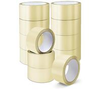 K-MART Lot de 12 rouleaux de ruban adhésif transparent à faible bruit - 48 mm x 66 m - Ruban adhésif sécurisé pour boîtes d'emballage, boîtes de déménagement, ruban d'emballage solide pour