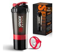 K-MART Shaker de protéines avec compartiment supplémentaire, shaker de 500 ml pour boissons protéinées, bouteille shaker de gym pour homme et femme (rouge)